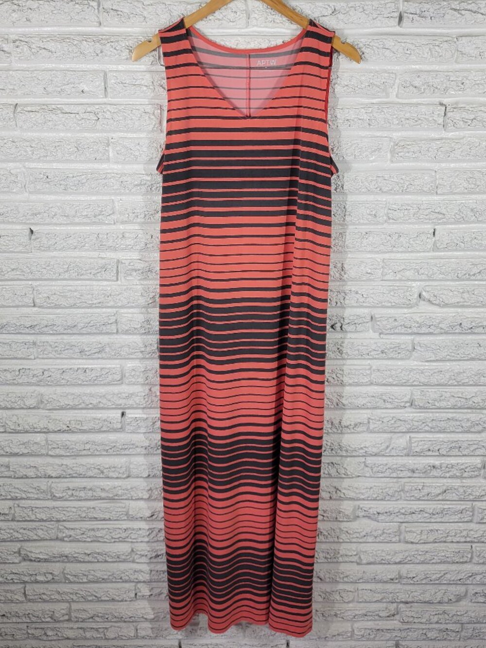 Apt 9 XL Orange Gray Striped Sheath Tank Dress Midi Stretch Casual Travel STR97E